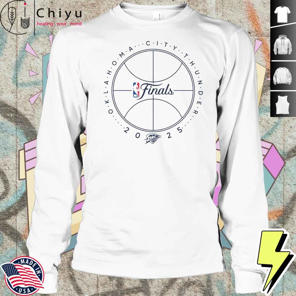 OKC Thunder 2025 NBA Finals Basketball Outline T-Shirt OKC Thunder 2025 NBA Finals Basketball Outline T-Shirt