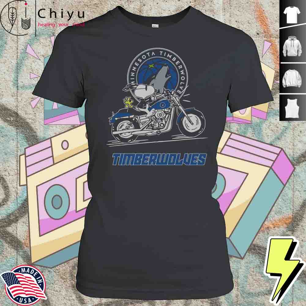Snoopy And Woodstock Driving Motorbike Minnesota Timberwolves T-Shirt 4 Snoopy And Woodstock Driving Motorbike Minnesota Timberwolves T-Shirt