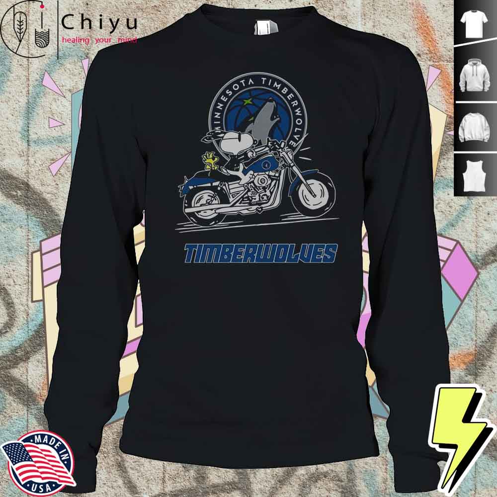 Snoopy And Woodstock Driving Motorbike Minnesota Timberwolves T-Shirt Snoopy And Woodstock Driving Motorbike Minnesota Timberwolves T-Shirt