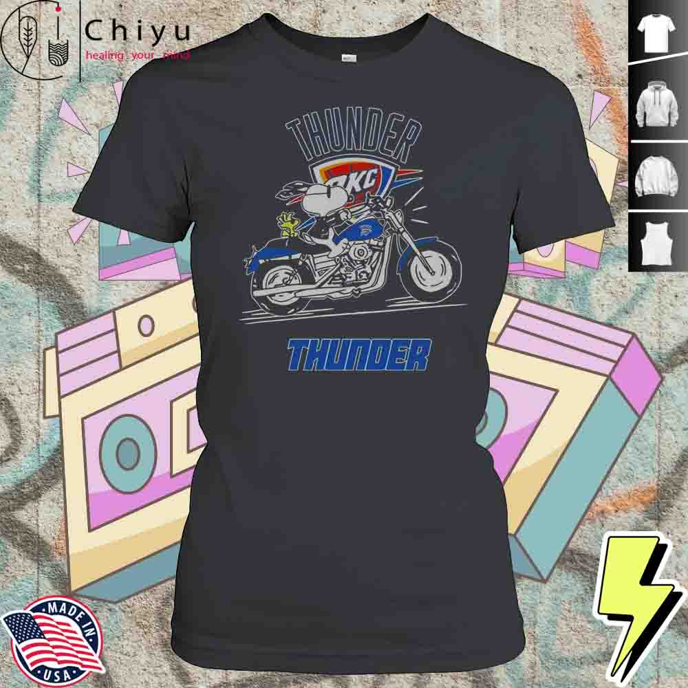 Snoopy And Woodstock Driving Motorbike Oklahoma City Thunder T-Shirt 4 Snoopy And Woodstock Driving Motorbike Oklahoma City Thunder T-Shirt