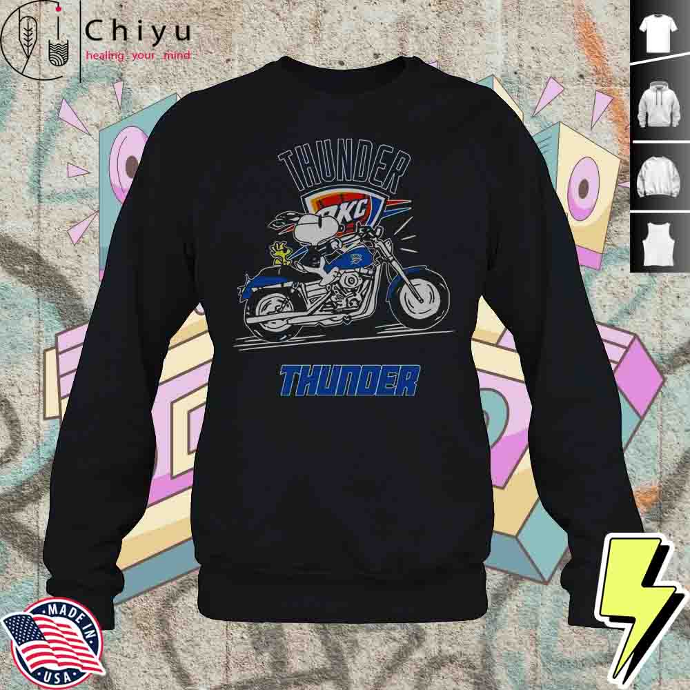 Snoopy And Woodstock Driving Motorbike Oklahoma City Thunder T-Shirt 3 Snoopy And Woodstock Driving Motorbike Oklahoma City Thunder T-Shirt