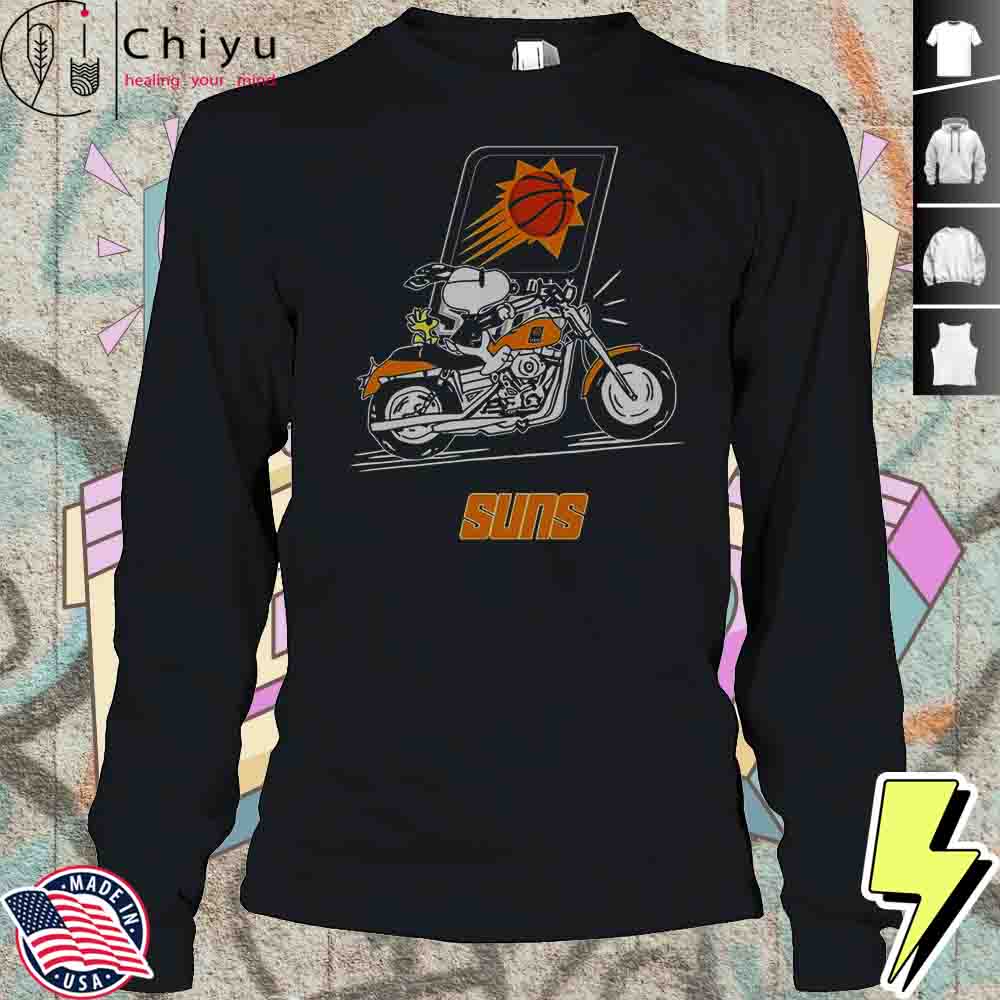 Snoopy And Woodstock Driving Motorbike Phoenix Suns T-Shirt Snoopy And Woodstock Driving Motorbike Phoenix Suns T-Shirt