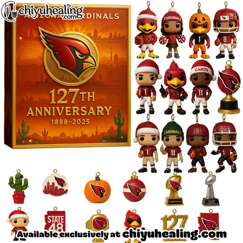2025 Arizona Cardinals Advent Calendar, Christmas Countdown Advent Calendar Gift Box with 24 Acrylic Ornaments
