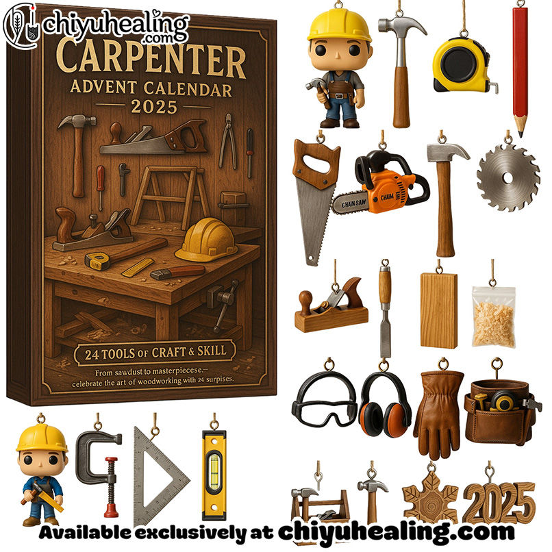 2025 Carpenter Advent Calendar, Christmas Countdown Advent Calendar Gift Box with 24 Acrylic Ornaments