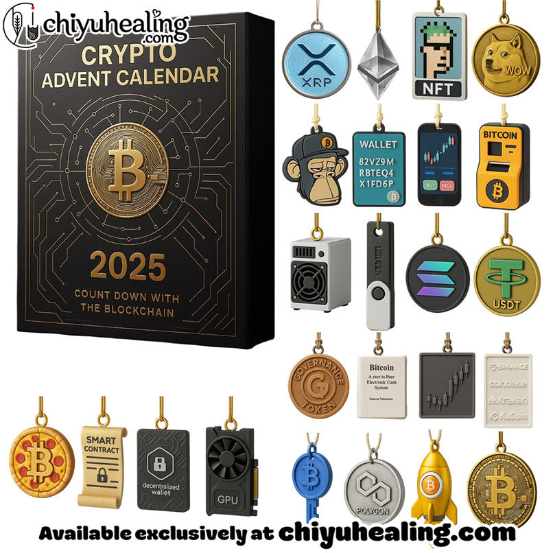 2025 Cryptocurrency Advent Calendar, Christmas Countdown Advent Calendar Gift Box with 24 Acrylic Ornaments