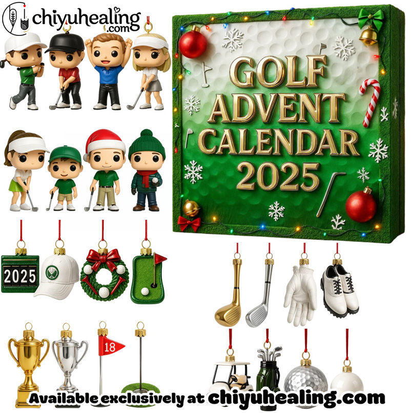 2025 Golf Advent Calendar, Christmas Countdown Advent Calendar Gift Box with 24 Acrylic Ornaments