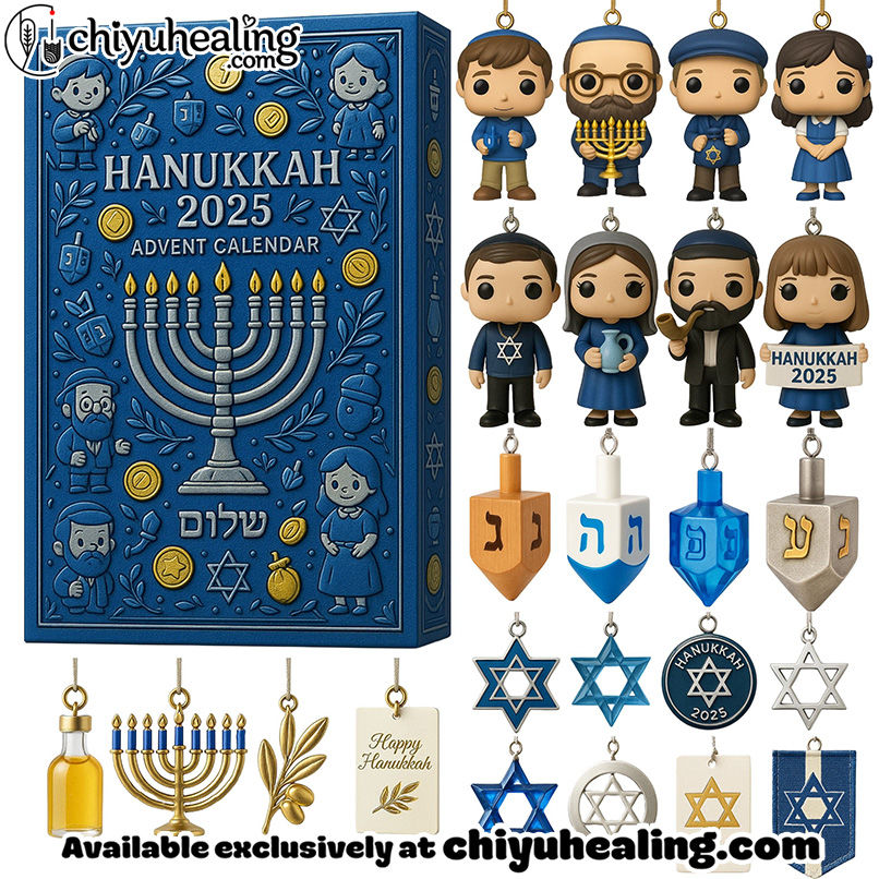 2025 Hanukkah Advent Calendar, Christmas Countdown Advent Calendar Gift Box with 24 Acrylic Ornaments