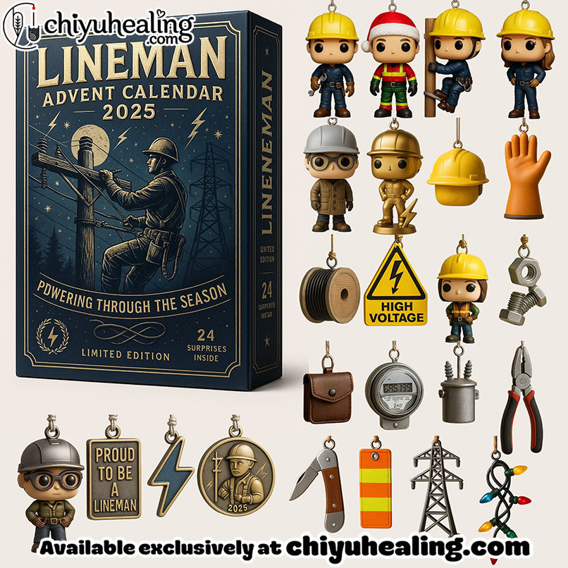 2025 Lineman Advent Calendar, Christmas Countdown Advent Calendar Gift Box with 24 Acrylic Ornaments