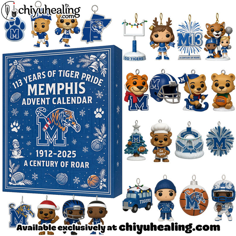 2025 Memphis Tigers Advent Calendar, Christmas Countdown Advent Calendar Gift Box with 24 Acrylic Ornaments