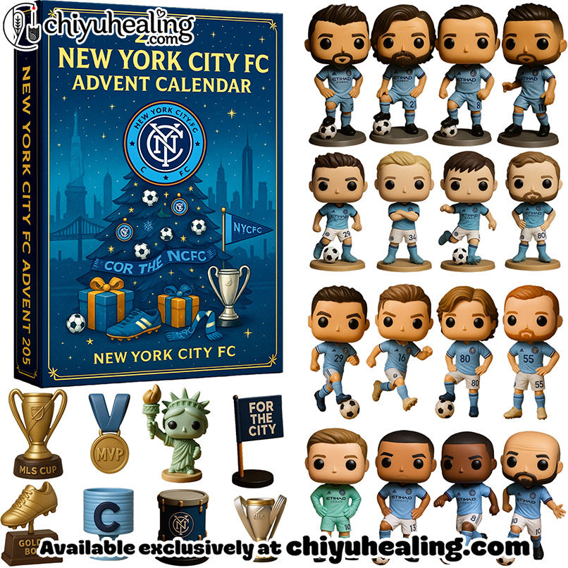 2025 New York City FC Advent Calendar, Christmas Countdown Advent Calendar Gift Box with 24 Acrylic Ornaments