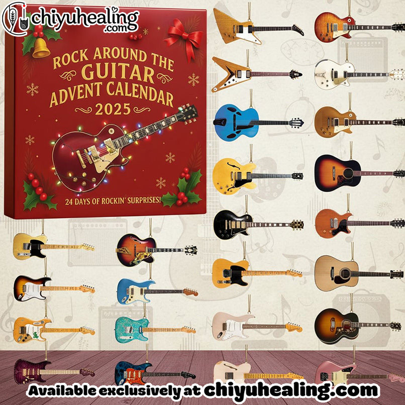 2025 Rock Around the Guitar Advent Calendar, Christmas Countdown Advent Calendar Gift Box with 24 Acrylic Ornaments