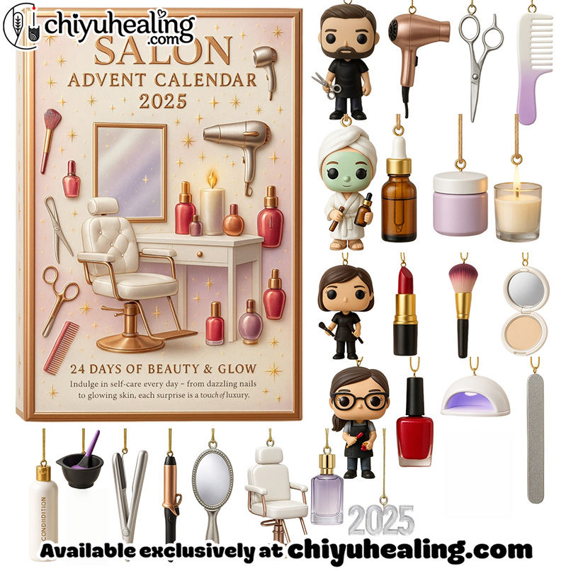 2025 Salon Advent Calendar, Christmas Countdown Advent Calendar Gift Box with 24 Acrylic Ornaments