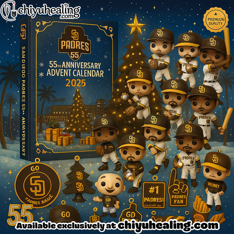 2025 San Diego Padres 55TH ANNIVERSARY Advent Calendar, Christmas Countdown Advent Calendar Gift Box with 24 Acrylic Ornaments