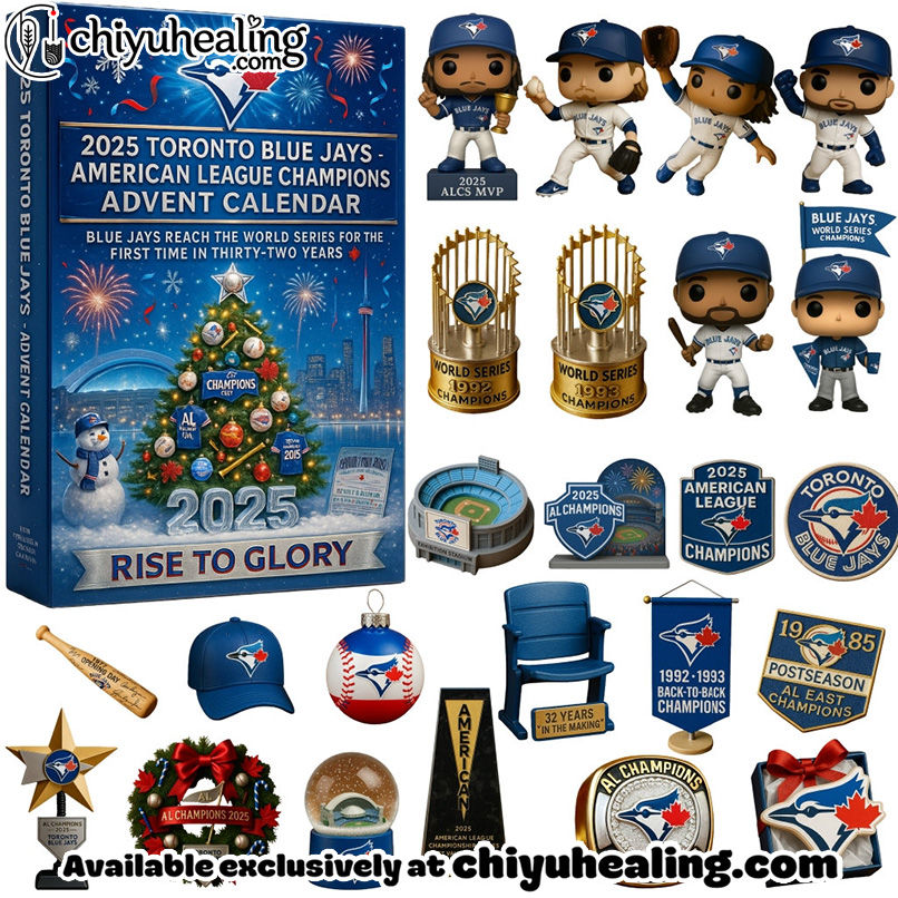2025 Toronto Blue Jays - American League Champions Advent Calendar, Christmas Countdown Advent Calendar Gift Box with 24 Acrylic Ornaments