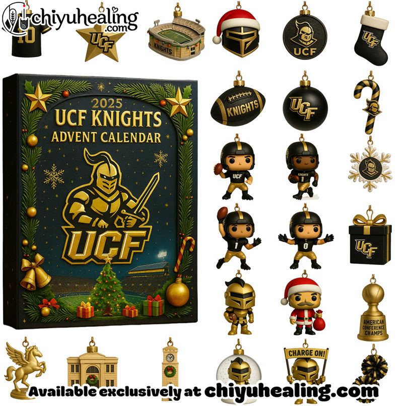 2025 UCF Knights Advent Calendar, Christmas Countdown Advent Calendar Gift Box with 24 Acrylic Ornaments