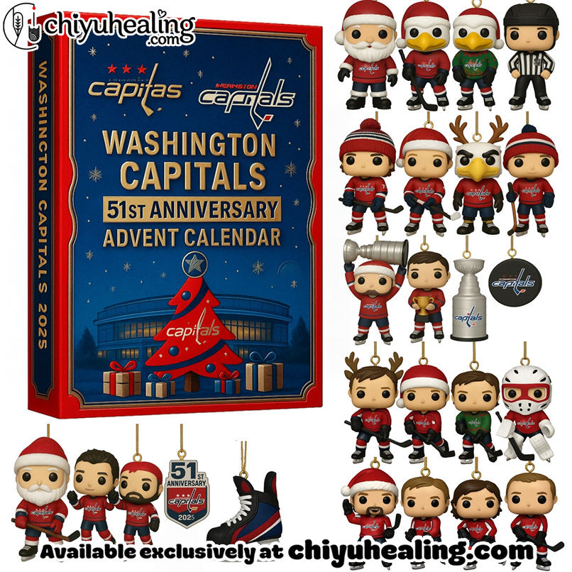 2025 Washington Capitals 51st Anniversary Advent Calendar, Christmas Countdown Advent Calendar Gift Box with 24 Acrylic Ornaments