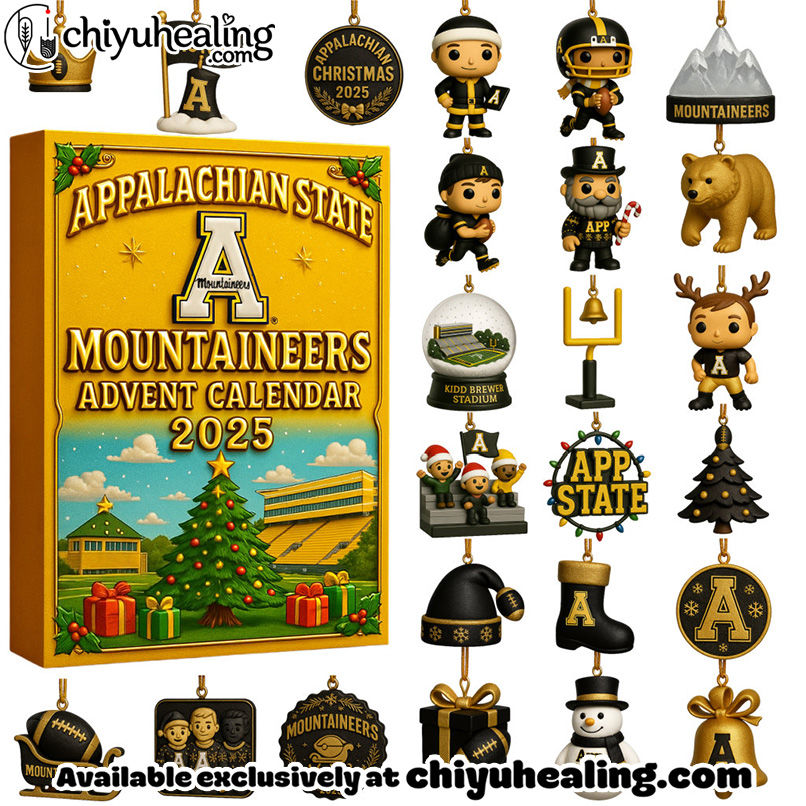 Appalachian State Mountaineers football team 2025 advent calendar, Christmas Countdown Advent Calendar Gift Box with 24 Acrylic Ornaments