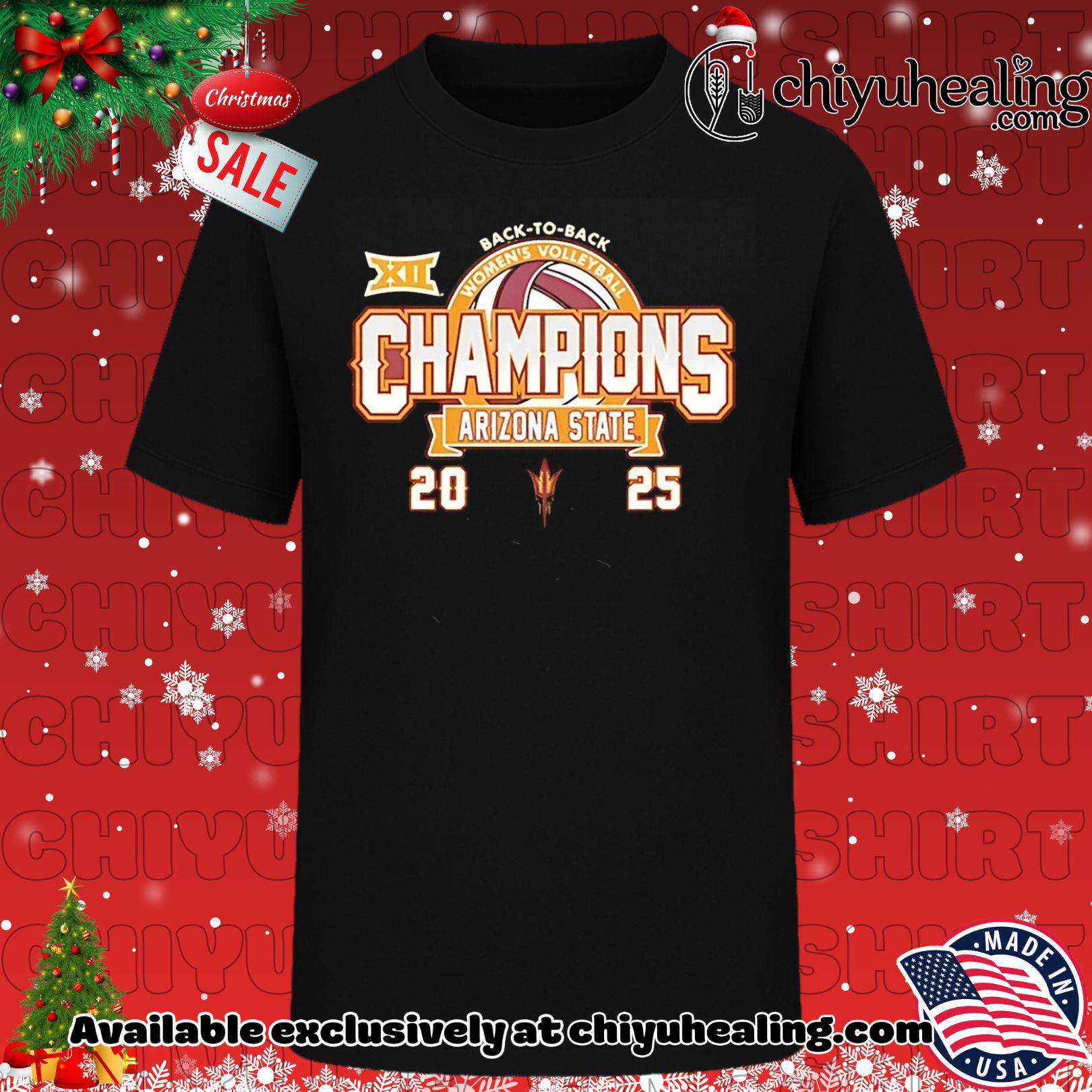 Arizona State Sun Devils Big 12 Volleyball Champions Back-To-Back 2025 shirt, Hoodie, Sweatshirt, Poster Canvas, Mug, Ornaments