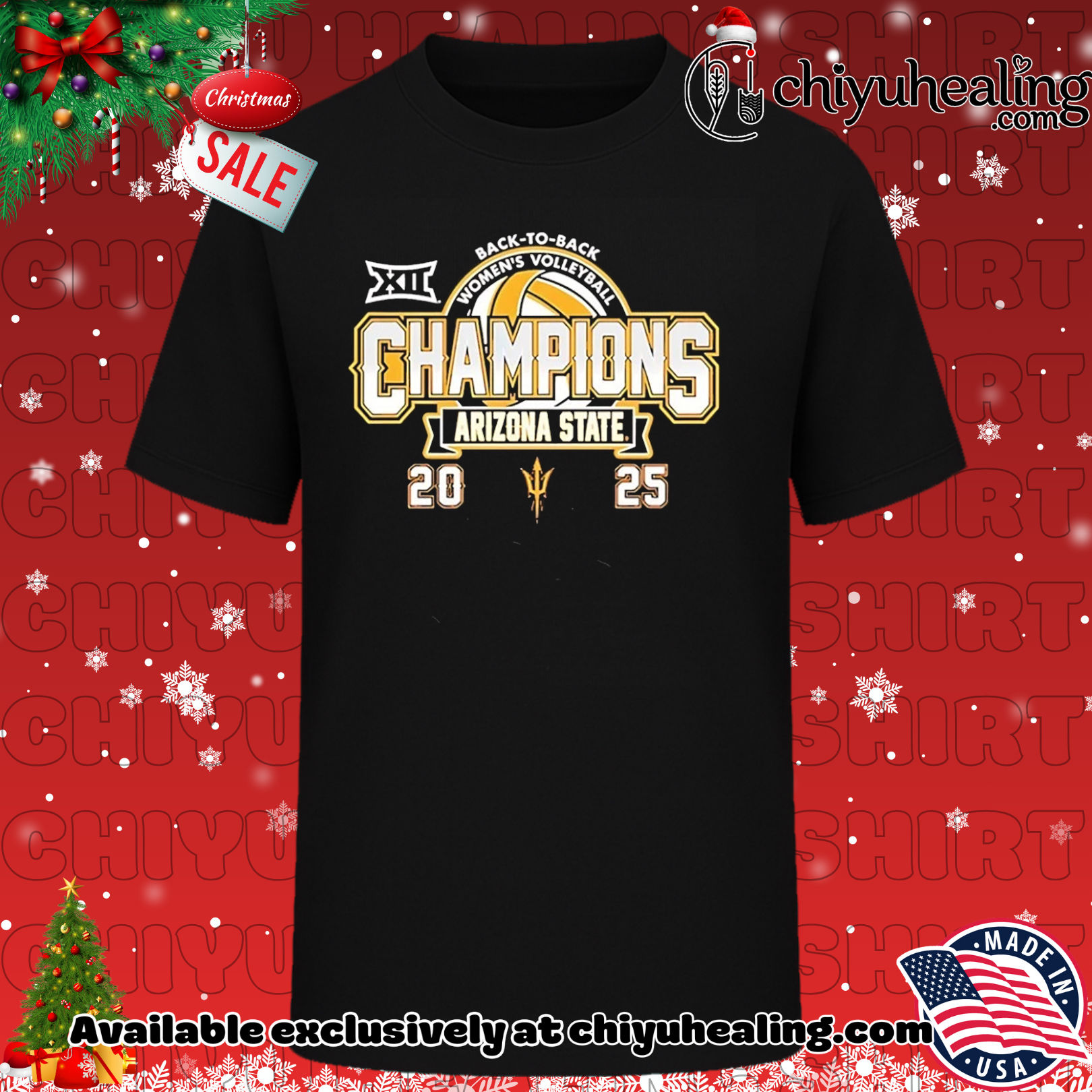 Arizona State Sun Devils Big 12 Volleyball Champions Back-To-Back shirt, Hoodie, Sweatshirt, Poster Canvas, Mug, Ornaments