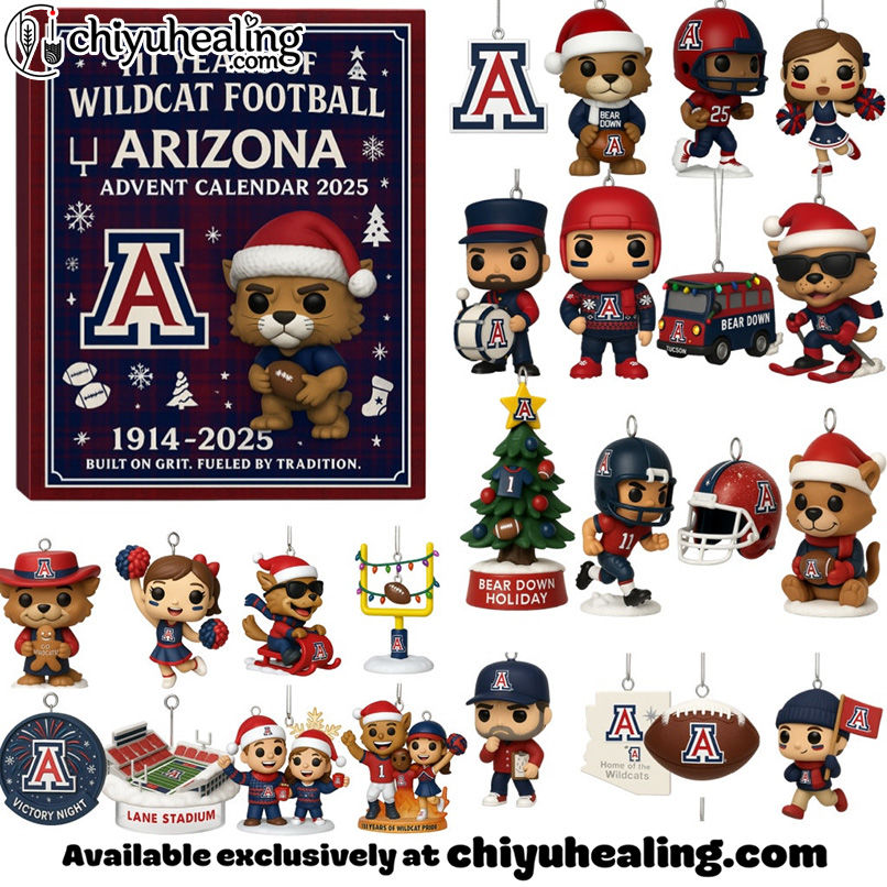 Arizona Wildcats 111th Anniversary Advent Calendar, Christmas Countdown Advent Calendar Gift Box with 24 Acrylic Ornaments