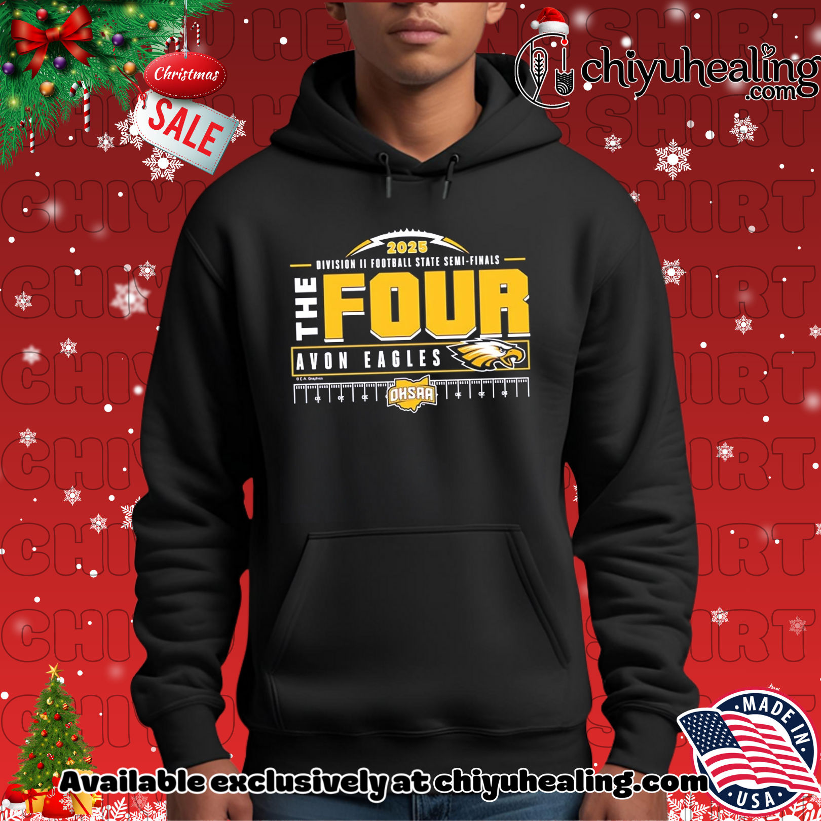 Avon Eagles 2025 MHSAA Football D2 The Four shirt, Hoodie, Sweatshirt, Poster Canvas, Mug, Ornaments