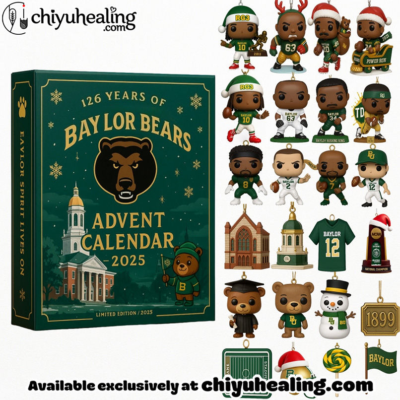 Baylor Bears 126th Anniversary Advent Calendar 2025, Christmas Countdown Advent Calendar Gift Box with 24 Acrylic Ornaments
