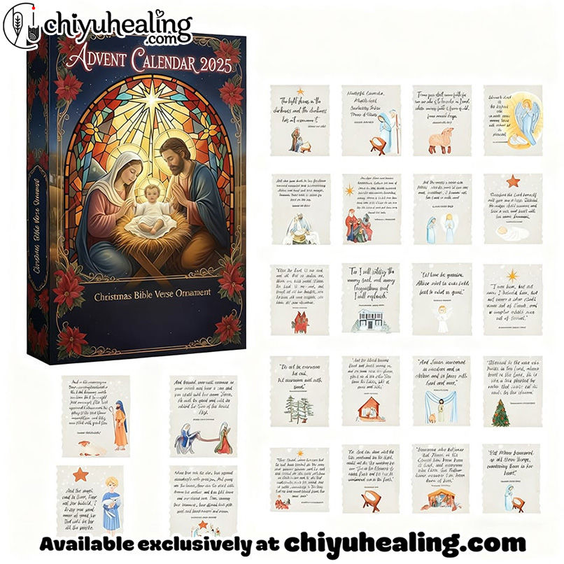 Bible Verse Advent Calendar 2025 - A Journey of Faith, Hope & Joy, Christmas Countdown Advent Calendar Gift Box with 24 Acrylic Ornaments