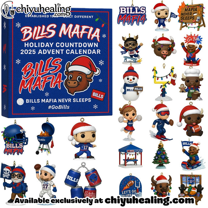Bills Mafia Advent Calendar, Christmas Countdown Advent Calendar Gift Box with 24 Acrylic Ornaments