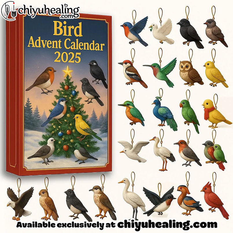 Bird Advent Calendar 2025, Christmas Countdown Advent Calendar Gift Box with 24 Acrylic Ornaments