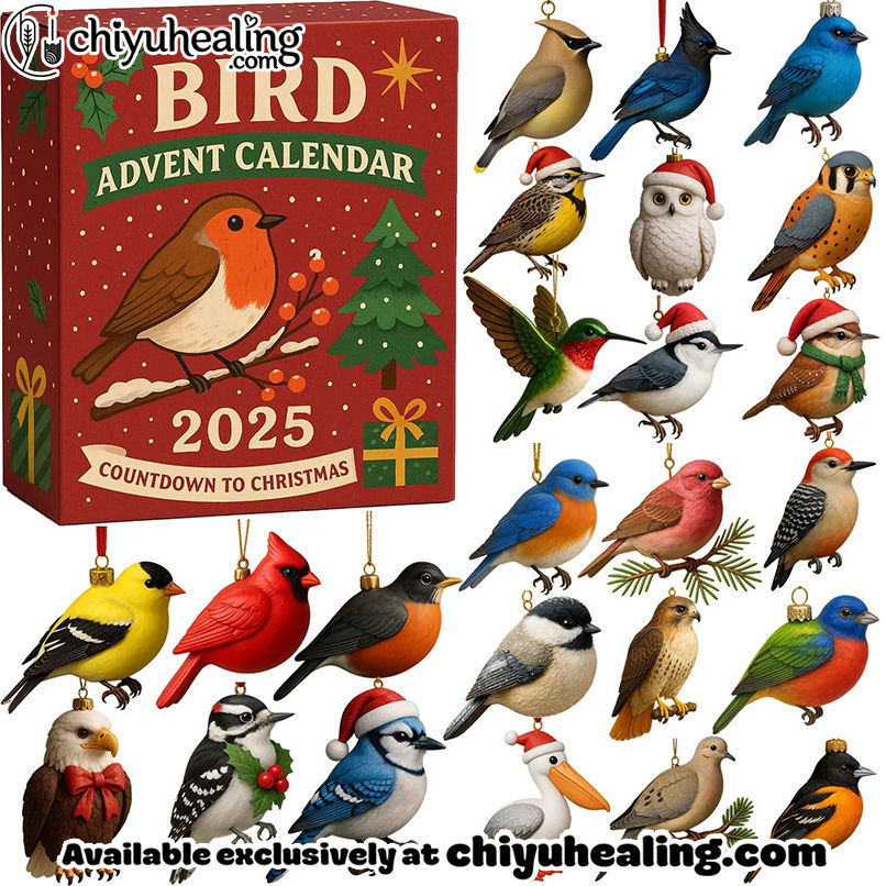 Bird Advent Calendar 2025, Christmas Countdown Advent Calendar Gift Box with 24 Acrylic Ornaments