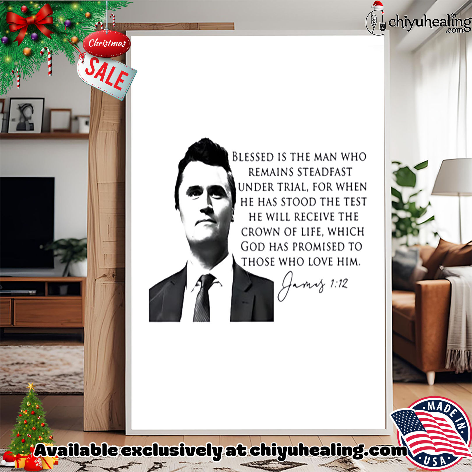 Blessed is the man who remains steadfast under trial Charlie Kirk Christmas ornament, Hoodie, Sweatshirt, Poster Canvas, Mug, Ornaments Blessed is the man who remains steadfast under trial Charlie Kirk Christmas ornament, Hoodie, Sweatshirt, Poster Canvas, Mug, Ornaments