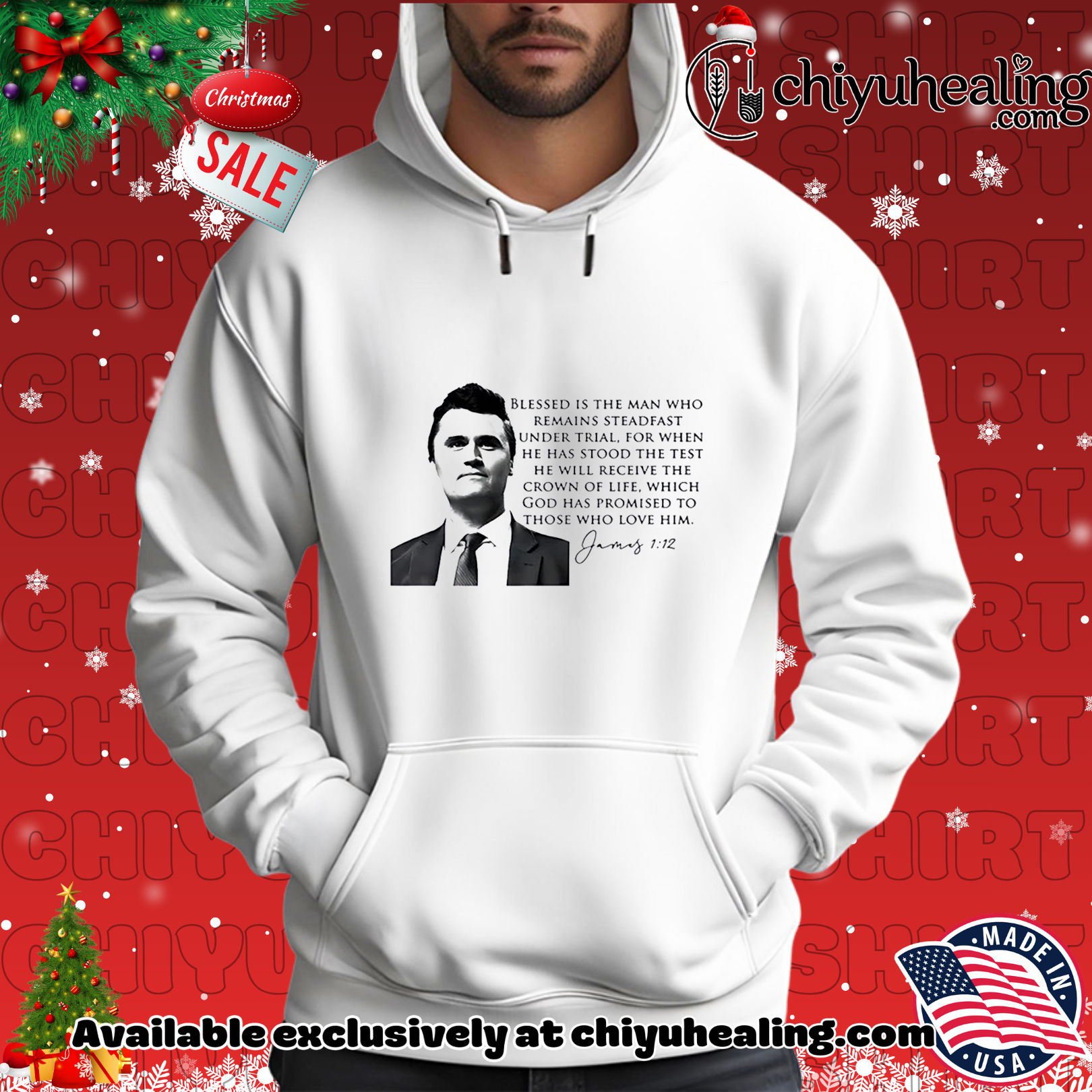 Blessed is the man who remains steadfast under trial Charlie Kirk Christmas ornament, Hoodie, Sweatshirt, Poster Canvas, Mug, Ornaments 2 Blessed is the man who remains steadfast under trial Charlie Kirk Christmas ornament, Hoodie, Sweatshirt, Poster Canvas, Mug, Ornaments