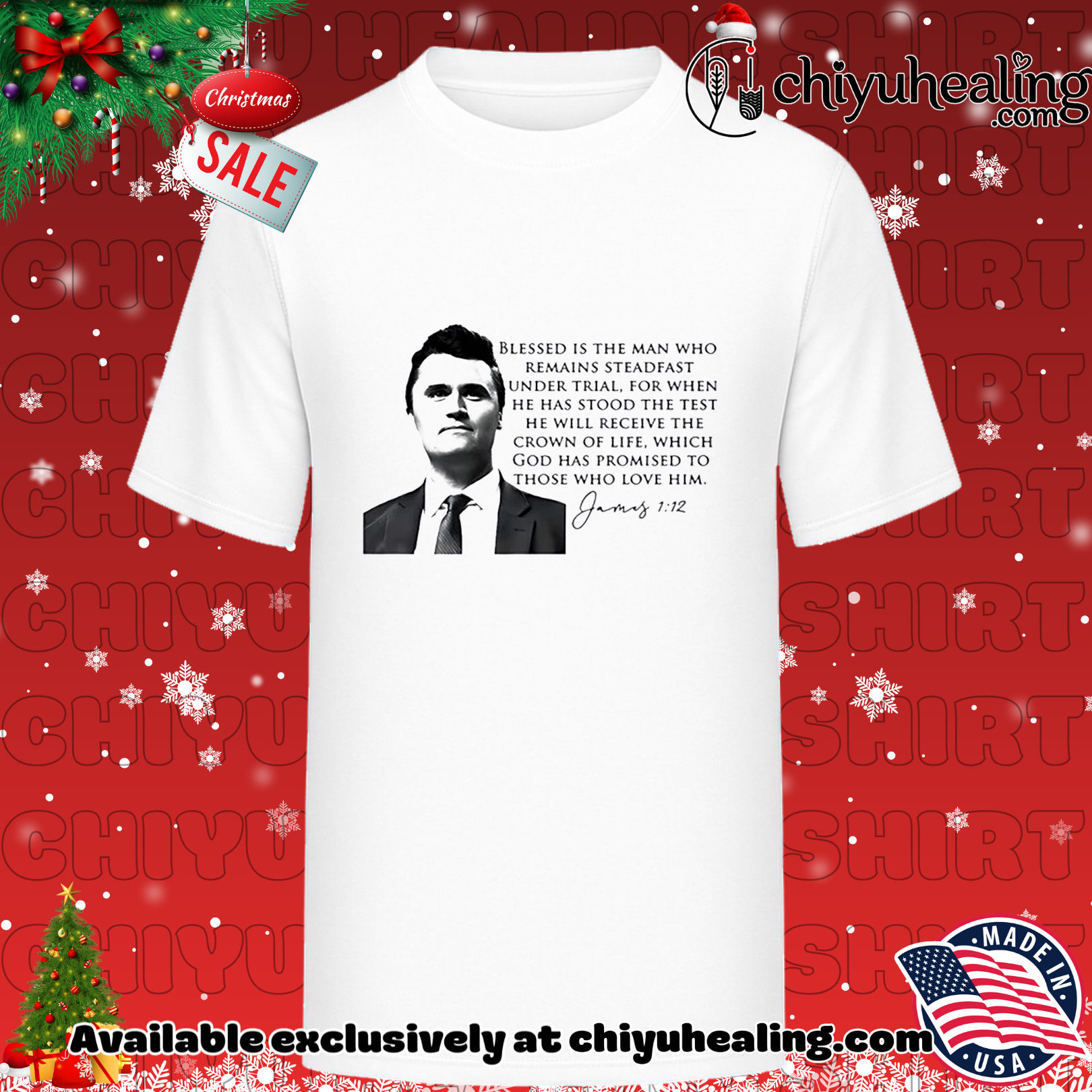 Blessed is the man who remains steadfast under trial Charlie Kirk Christmas ornament, Hoodie, Sweatshirt, Poster Canvas, Mug, Ornaments
