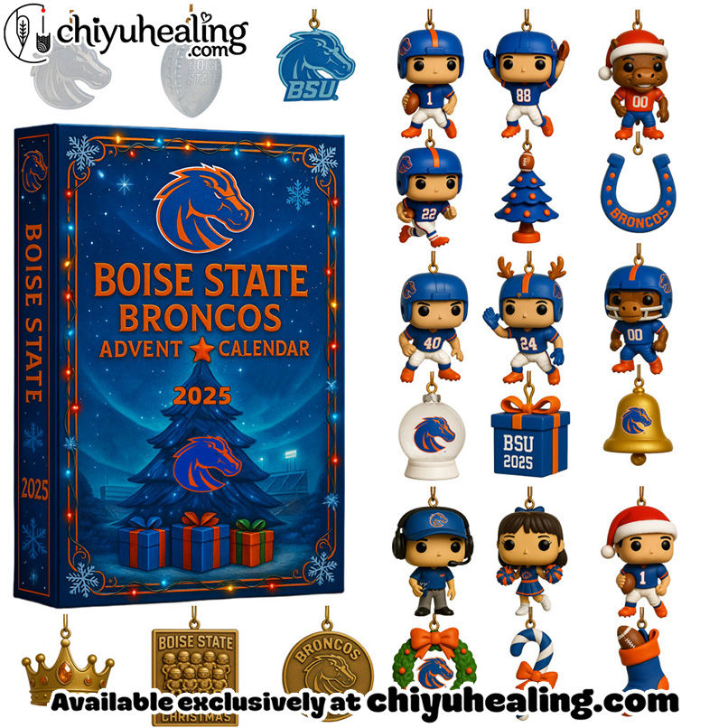 Boise State Broncos football 2025 Advent Calendar, Christmas Countdown Advent Calendar Gift Box with 24 Acrylic Ornaments