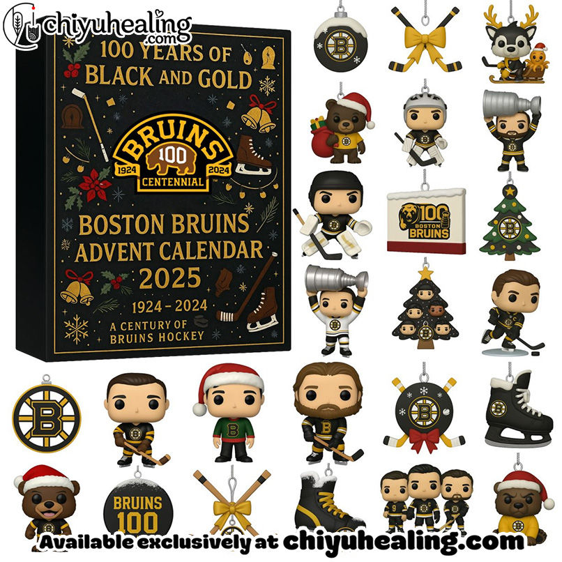 Boston Bruins 100th Anniversary Advent Calendar, Christmas Countdown Advent Calendar Gift Box with 24 Acrylic Ornaments