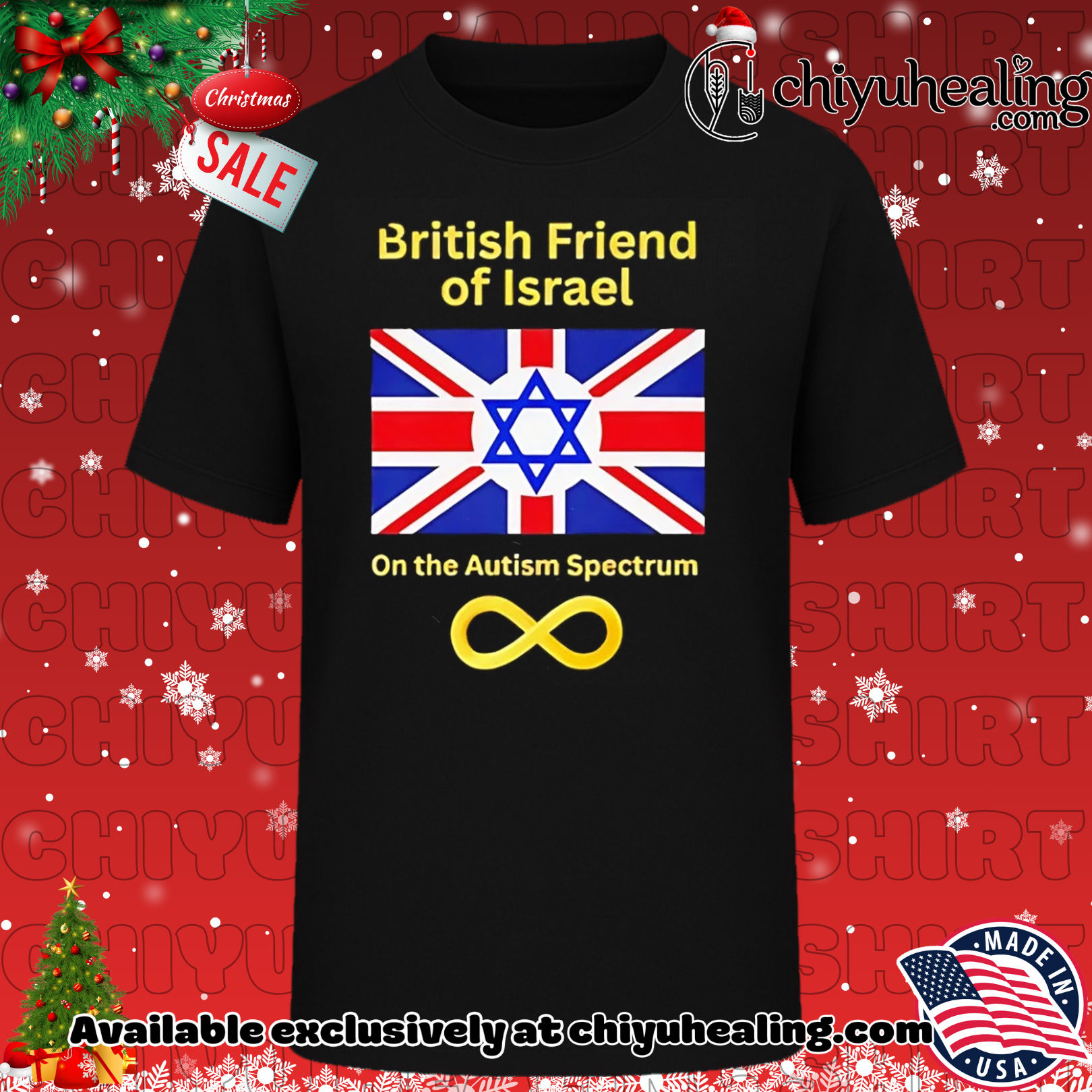British Friend of Israel on the Autism Spectrum flag shirt, Hoodie, Sweatshirt, Poster Canvas, Mug, Ornaments