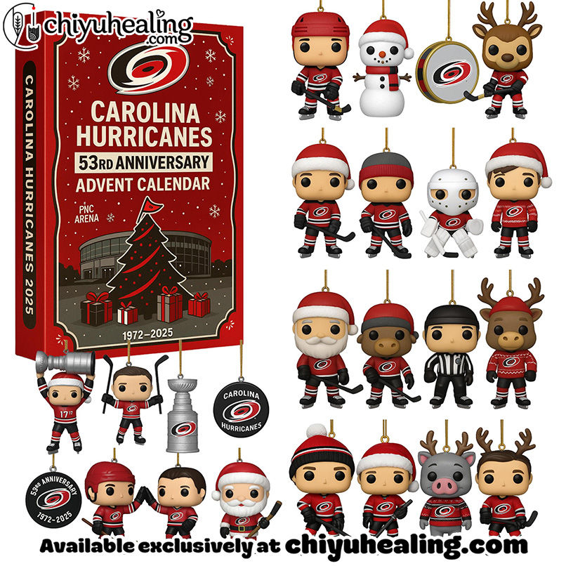 Carolina Hurricanes 53rd Anniversary Advent Calendar 2025, Christmas Countdown Advent Calendar Gift Box with 24 Acrylic Ornaments
