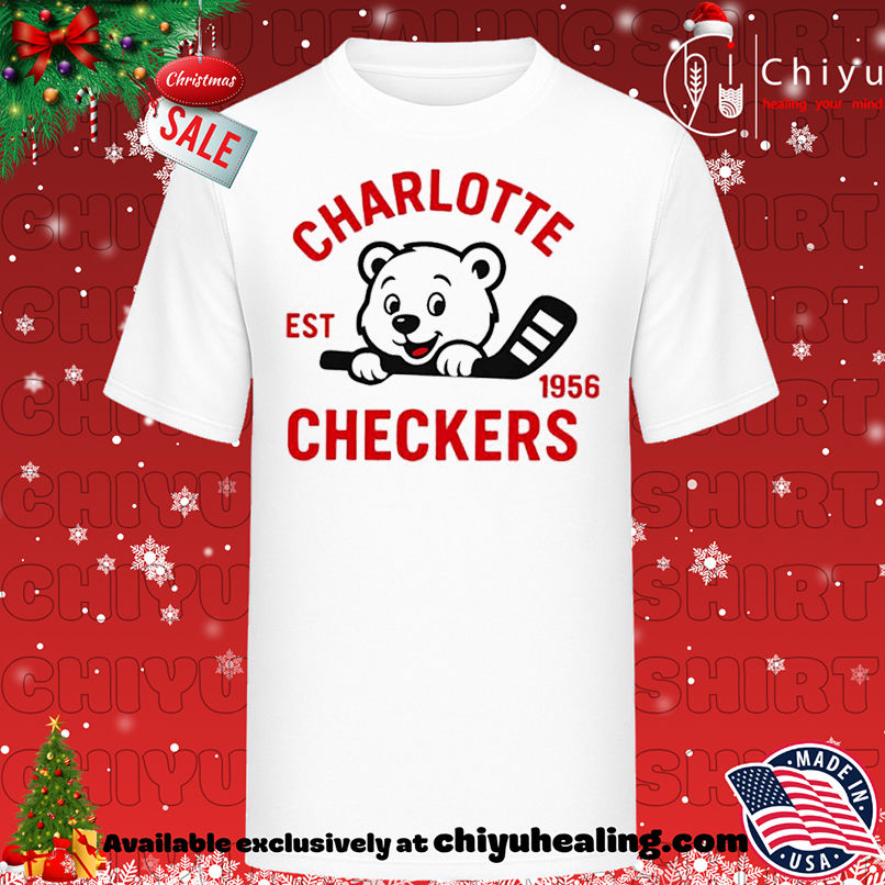 Charlotte Checkers bear cute logo est 1956 shirt, Hoodie, Sweatshirt, Poster Canvas, Mug, Ornaments