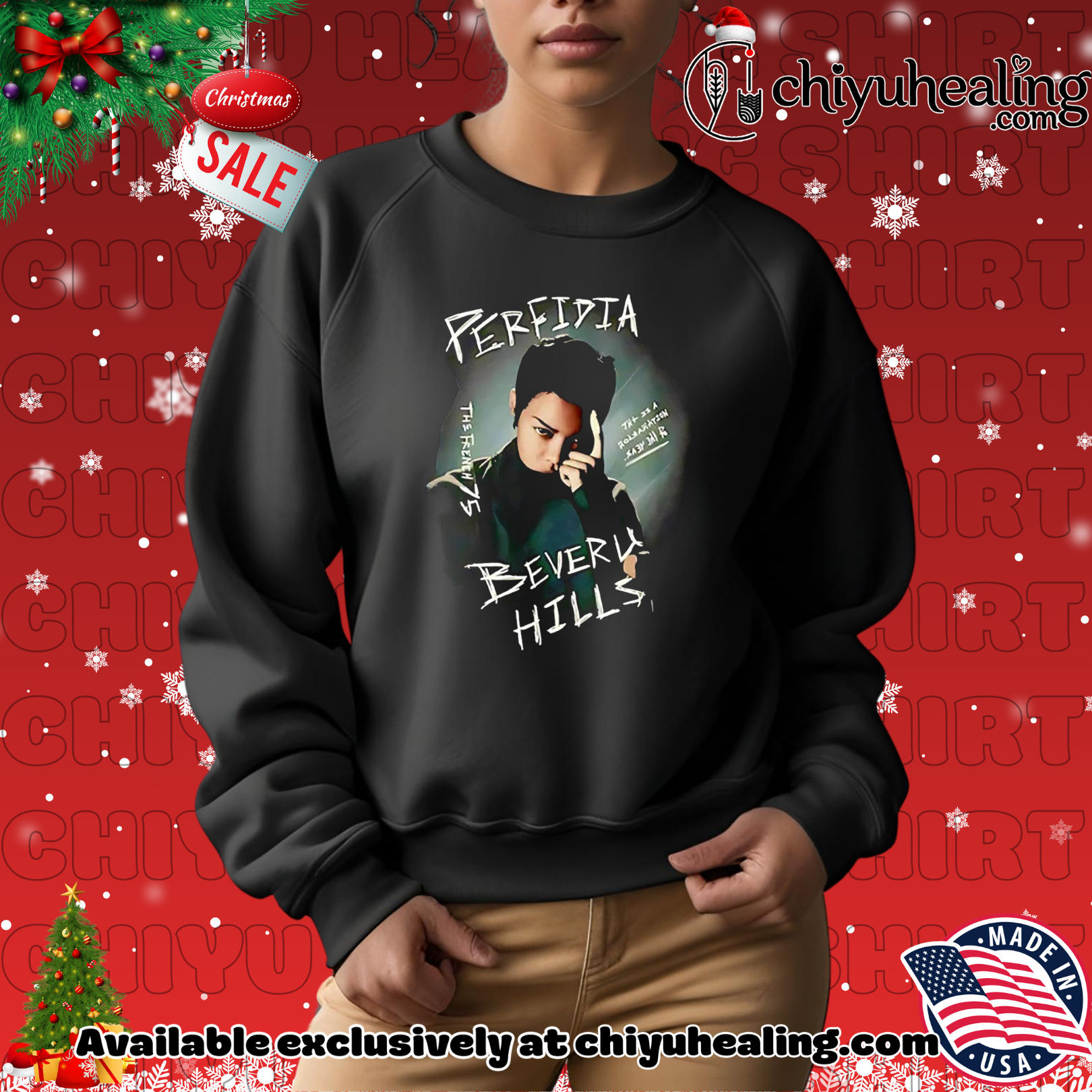 Chase Infiniti wearing Perfidia Beverly Hills vintage Christmas ornament, Hoodie, Sweatshirt, Poster Canvas, Mug, Ornaments 2 Chase Infiniti wearing Perfidia Beverly Hills vintage Christmas ornament, Hoodie, Sweatshirt, Poster Canvas, Mug, Ornaments