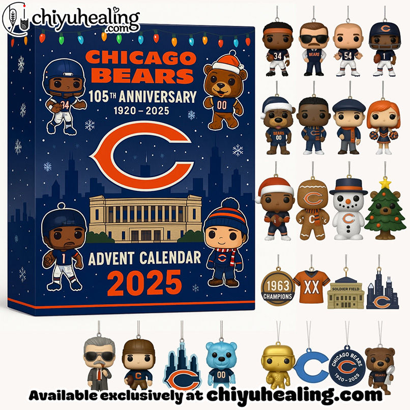 Chicago Bears 105th Anniversary 2025 Advent Calendar, Christmas Countdown Advent Calendar Gift Box with 24 Acrylic Ornaments
