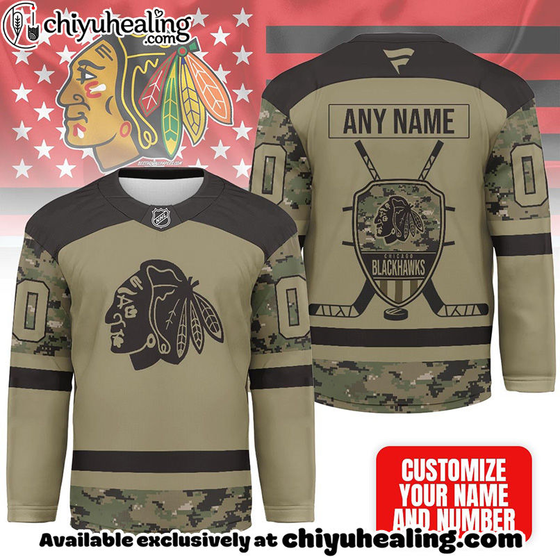 Chicago Blackhawks - Premium NHL Camo Army Hockey Jersey