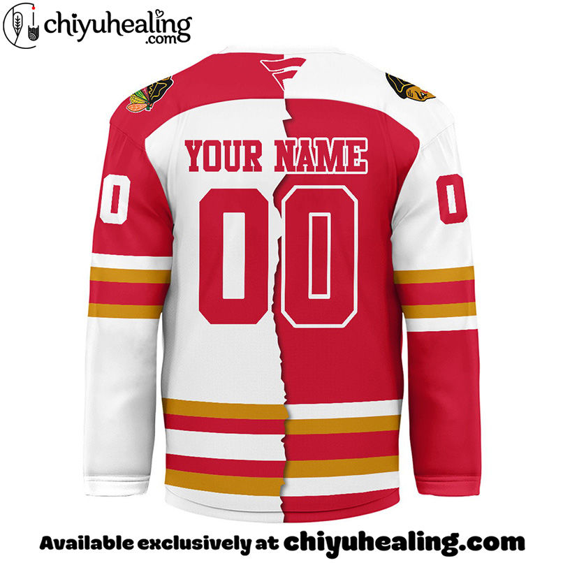 Chicago Blackhawks - Premium NHL Personalized Split Color Hockey Jersey 3 Chicago Blackhawks - Premium NHL Personalized Split Color Hockey Jersey