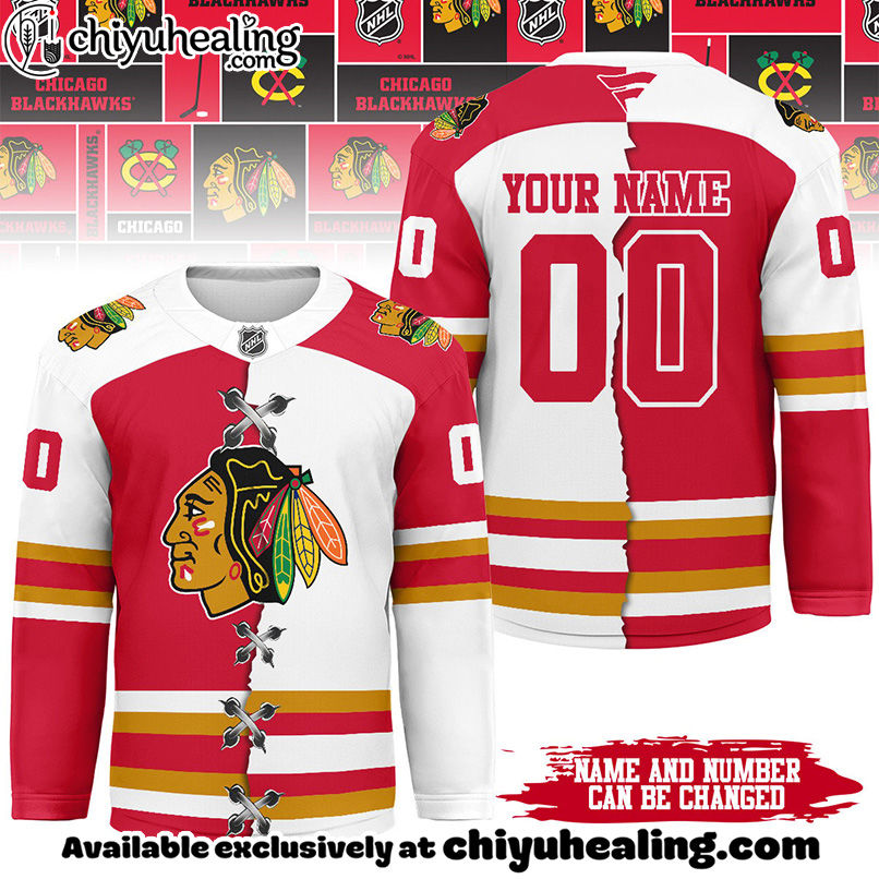 Chicago Blackhawks - Premium NHL Personalized Split Color Hockey Jersey Chicago Blackhawks - Premium NHL Personalized Split Color Hockey Jersey