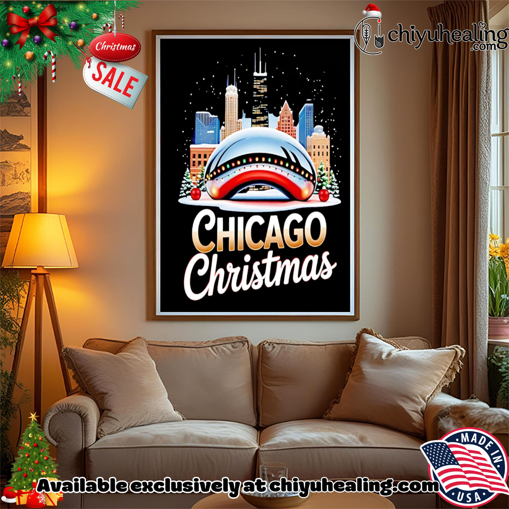 Chicago Christmas Cloud Gate The Bean city 2025 shirt, Hoodie, Sweatshirt, Poster Canvas, Mug, Ornaments Chicago Christmas Cloud Gate The Bean city 2025 shirt, Hoodie, Sweatshirt, Poster Canvas, Mug, Ornaments