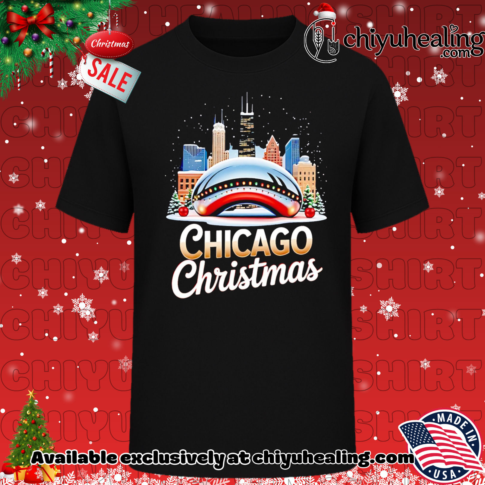 Chicago Christmas Cloud Gate The Bean city 2025 shirt, Hoodie, Sweatshirt, Poster Canvas, Mug, Ornaments