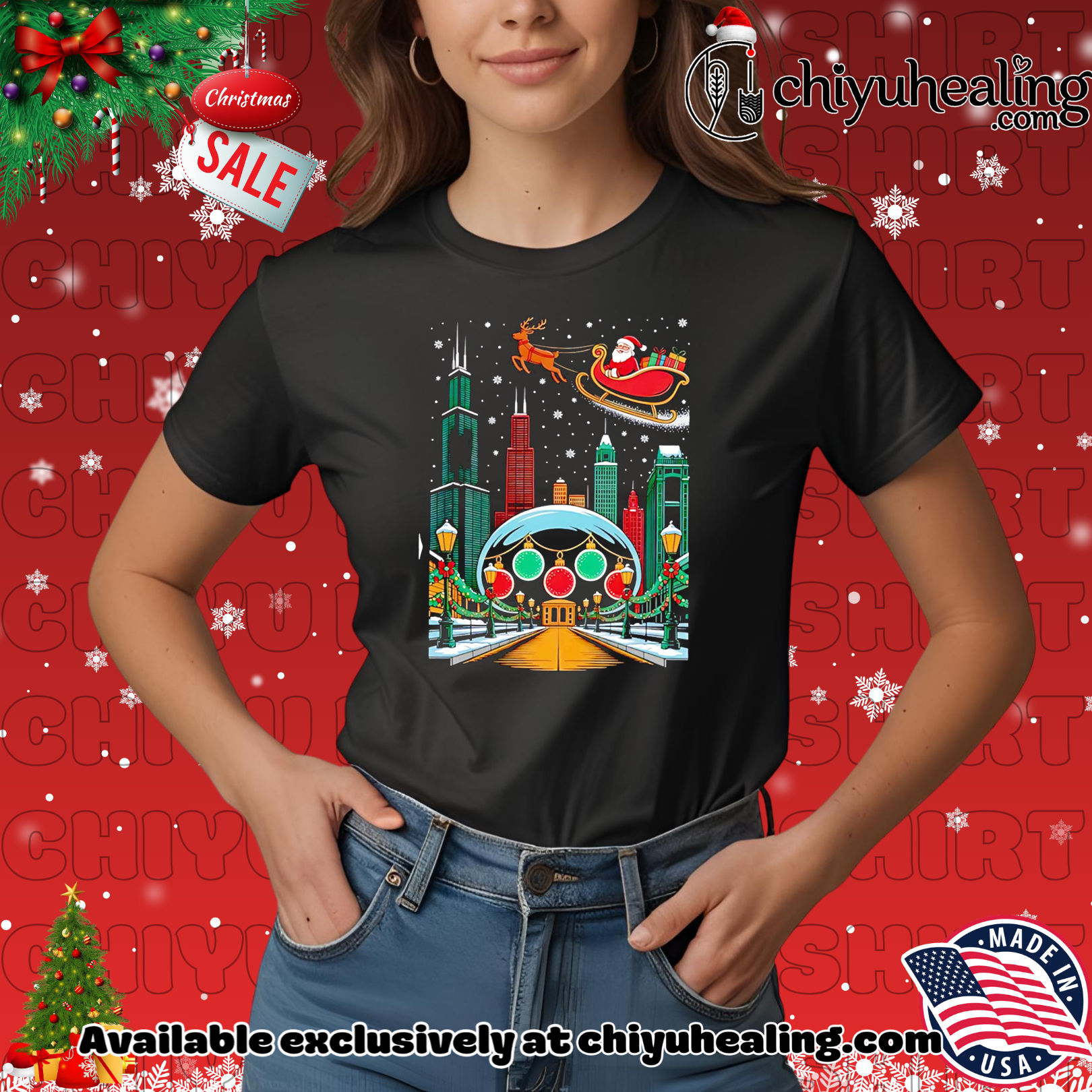 Chicago skyline with Santa's sleigh christmas shirt, Hoodie, Sweatshirt, Poster Canvas, Mug, Ornaments 7 Chicago skyline with Santa's sleigh christmas shirt, Hoodie, Sweatshirt, Poster Canvas, Mug, Ornaments