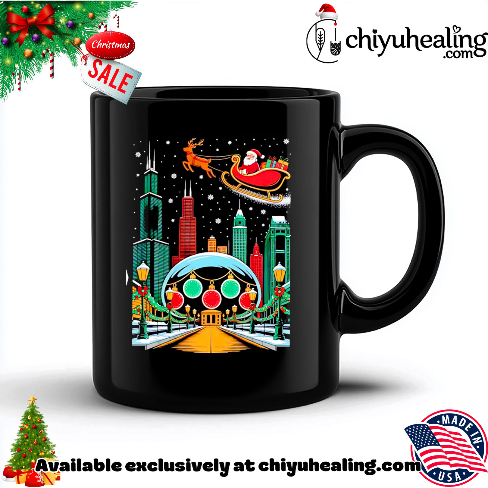 Chicago skyline with Santa's sleigh christmas shirt, Hoodie, Sweatshirt, Poster Canvas, Mug, Ornaments 6 Chicago skyline with Santa's sleigh christmas shirt, Hoodie, Sweatshirt, Poster Canvas, Mug, Ornaments