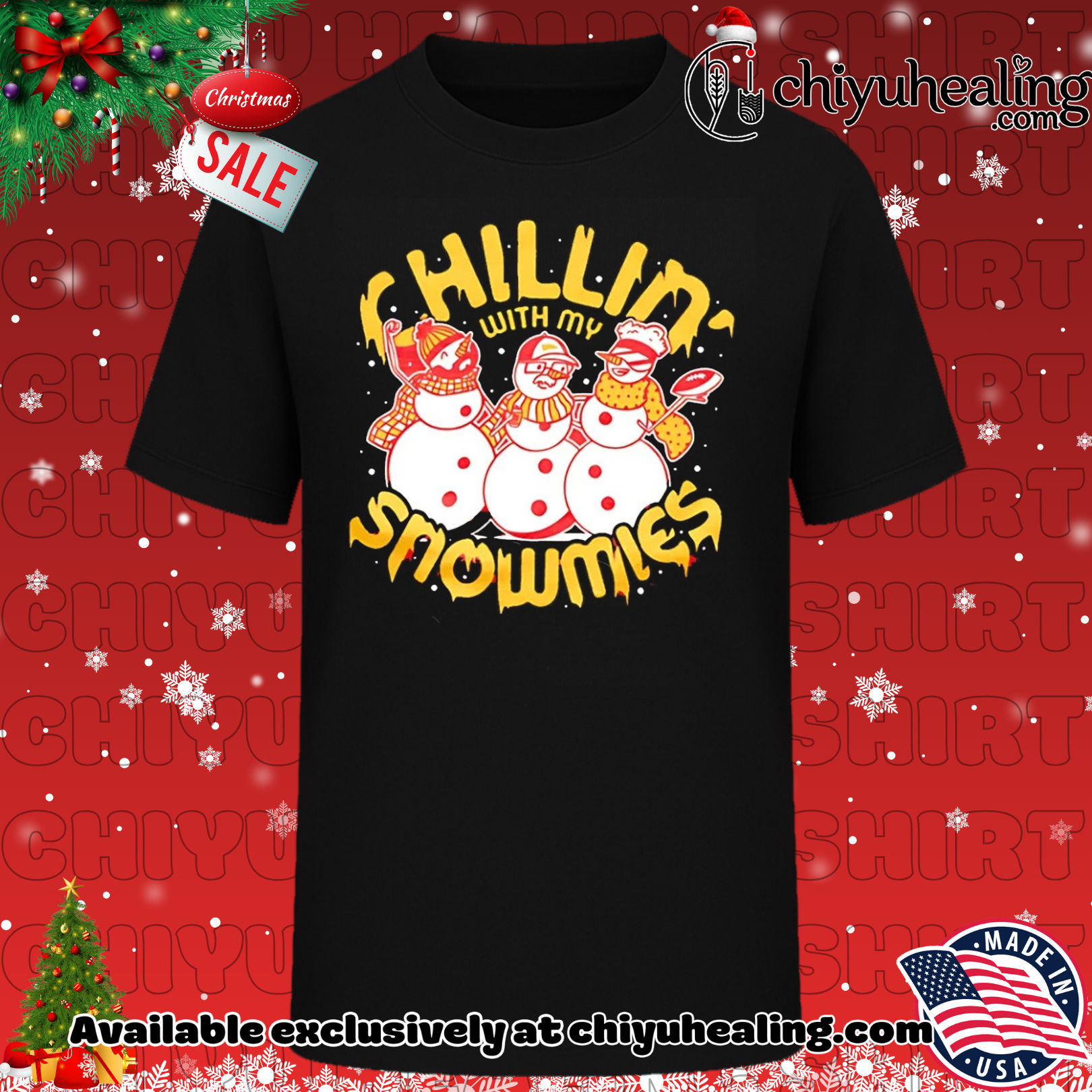 Chillin With My Snowmies Kansas City Chiefs Christmas shirt, Hoodie, Sweatshirt, Poster Canvas, Mug, Ornaments