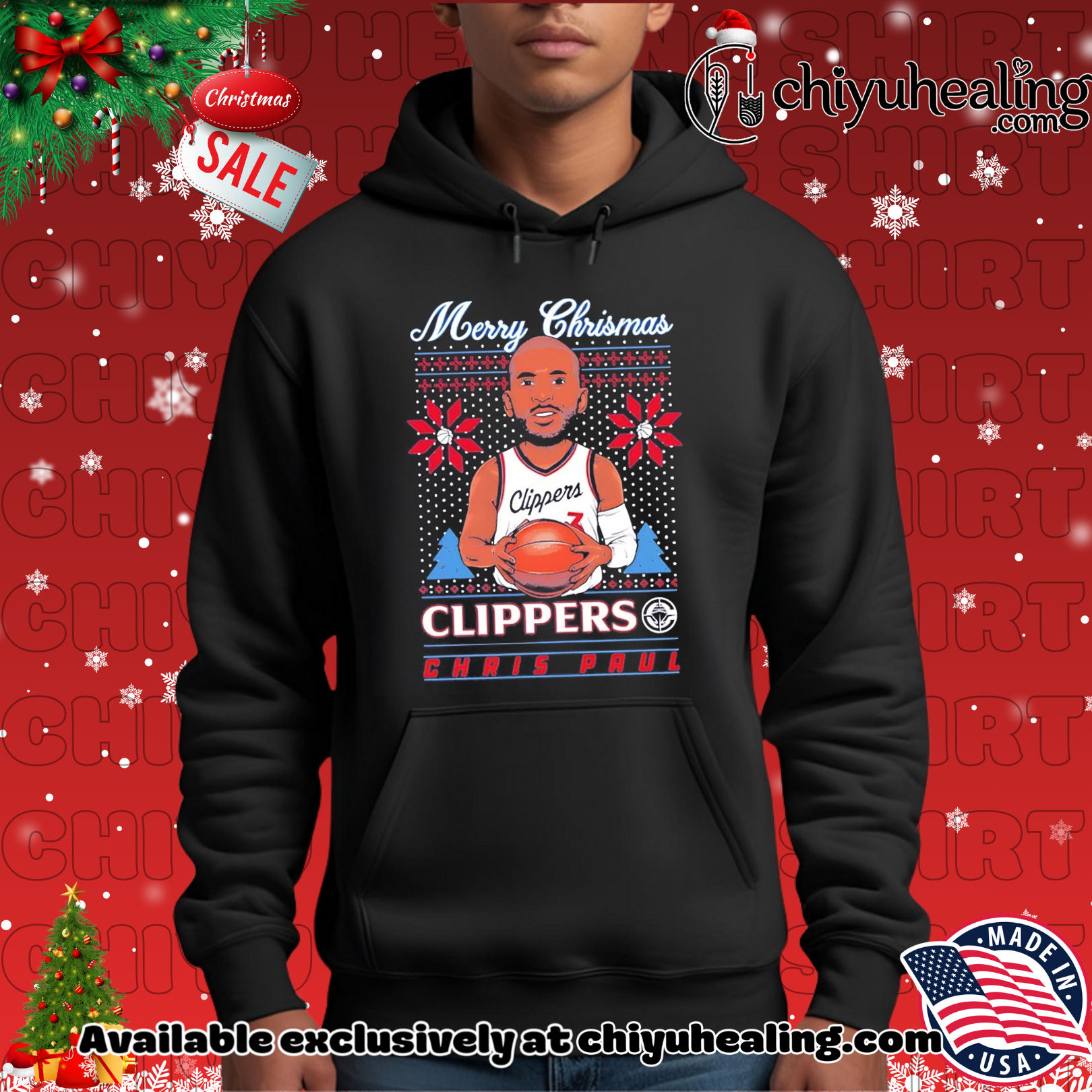 Chris Paul Los Angeles Clippers Merry Christmas ugly shirt, Hoodie, Sweatshirt, Poster Canvas, Mug, Ornaments
