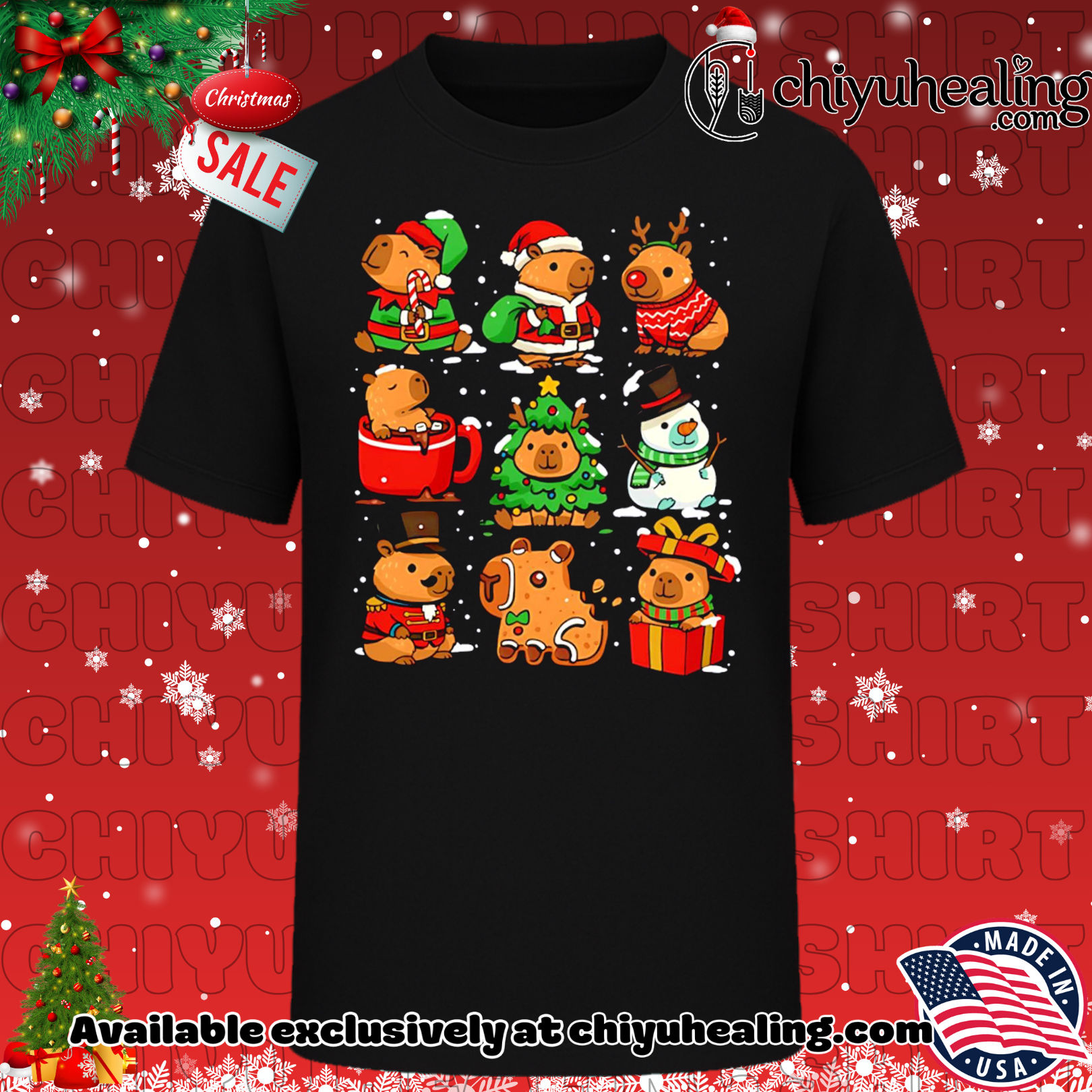 Christmas Capybaras 2025 cute style shirt, Hoodie, Sweatshirt, Poster Canvas, Mug, Ornaments